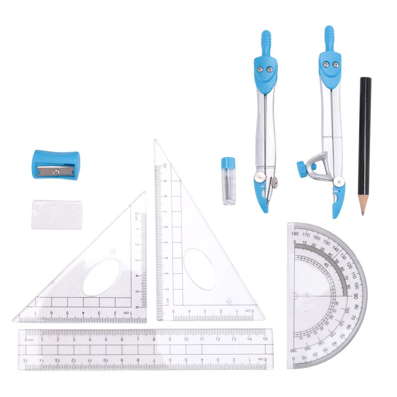 Math Geometry Set With Compass - Set Kompas Geometri Superior 10Pcs Set