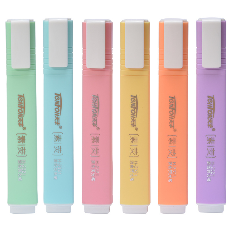 Pastel Highlighter Set Double Ended - 6 buah/Set pena neon Highlighter warna
