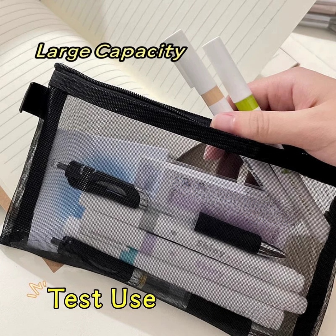 Kantong Penyimpanan Pensil Nil - Clear Mesh Pencil Pouch For Exam ulasan dan harga
