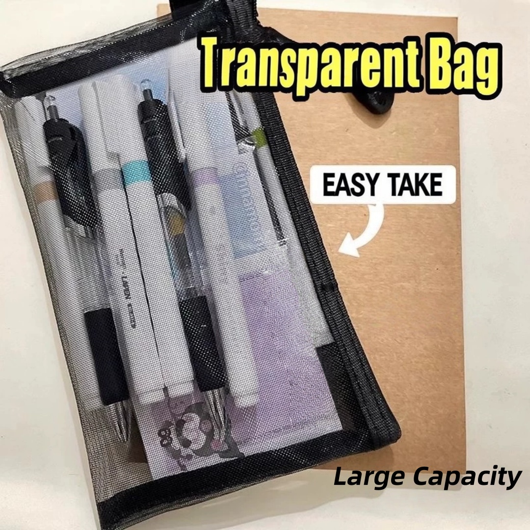 Kantong Penyimpanan Pensil Nil - Clear Mesh Pencil Pouch For Exam ulasan dan harga