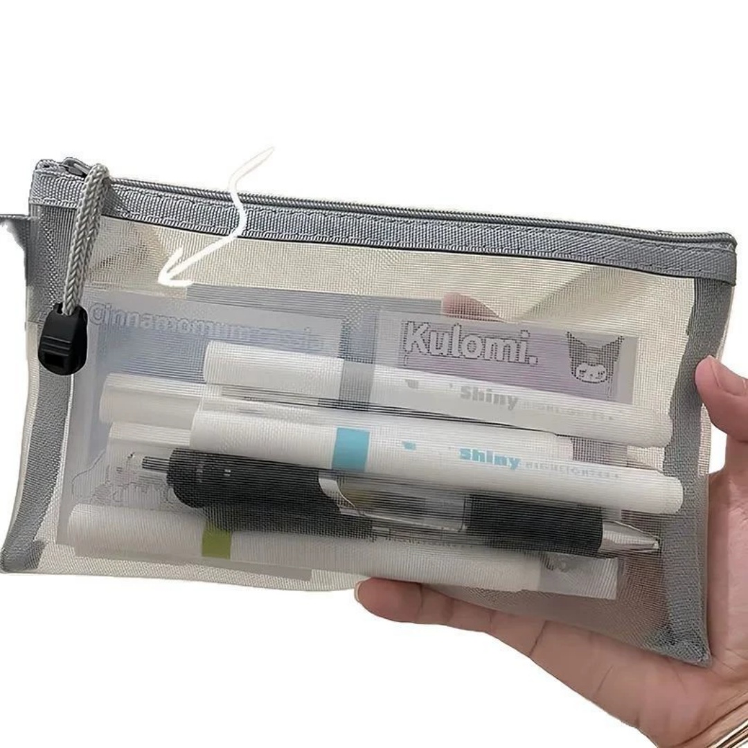 Kantong Penyimpanan Pensil Nil - Clear Mesh Pencil Pouch For Exam ulasan dan harga