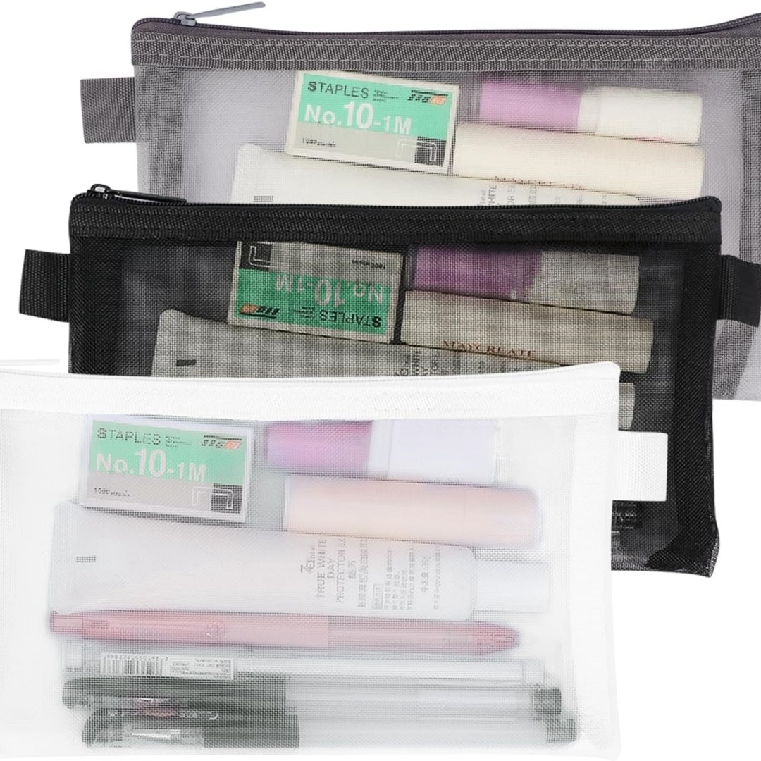 Kantong Alat Tulis Kantor Port - Clear Mesh Pencil Pouch For Exam ulasan dan harga