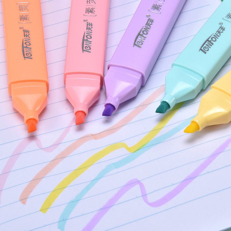6 buah/Set pena neon Highlight - Pastel Highlighter Set Double Ended ulasan dan harga