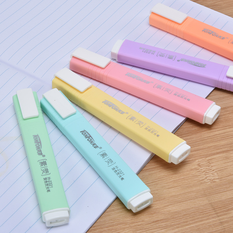 6 buah/Set pena neon Highlight - Pastel Highlighter Set Double Ended ulasan dan harga